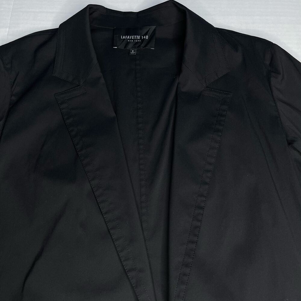 Lafayette 148 NY Tailored Stretch Blazer Black Size S Open Front Collared Jacket - Picture 9 of 11